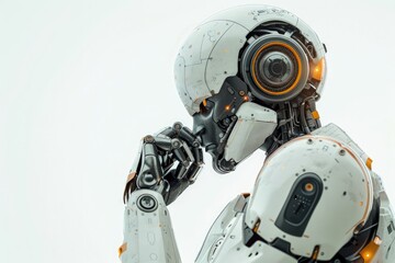 Thinking AI humanoid robot analyzing information data in concept of artificial intelligence by machine learning process