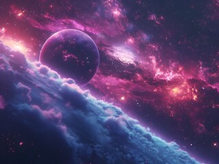 Obraz premium Captivating Galactic Backdrop for Innovative Tech and Futuristic Gadget Presentation Concepts in Boundless Cosmic Wonderland