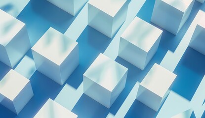 This image showcases a geometric pattern of cubes in alternating blue and white colors, providing a modern and clean look