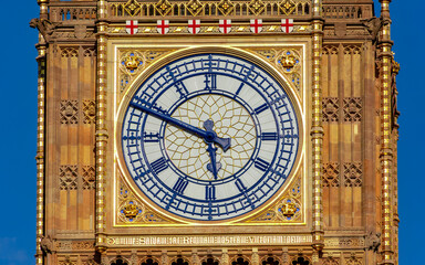 Big Ben clock of Elizabeth tower, London, UK