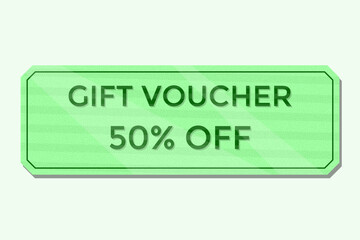 Textured green voucher 50% discount 