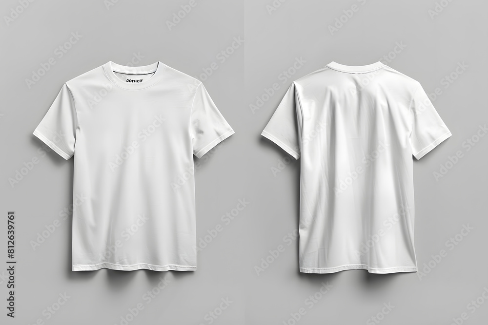 Wall mural White male t shirt mockup ront and back view mockup. Generative Ai.