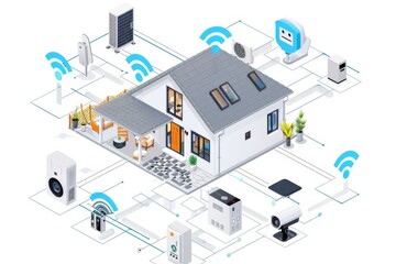 Obraz premium Smart homes utilize AI updates in cameras to safeguard seniors by networking sensors and applying machine learning.