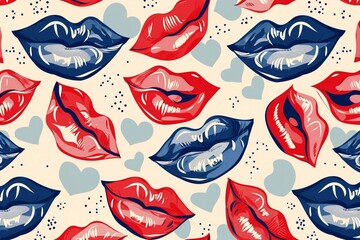 
Seamless pattern with kisses. Design for clothing, bedding, underwear, pajamas, banner, textile, poster, card and scrapbook