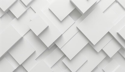 A 3D rendering of uniform white squares creating an elegant and clean patterned background