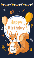 Happy Birthday Card with squirrel