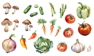 Fresh Vegetables A Vibrant Watercolor Collection