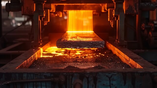 Iron foundry. Continuous casting machine. Production of steel billets 