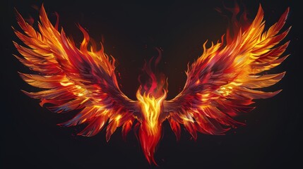 Fototapeta premium E employs the concept of fiery wings to symbolize freedom and power
