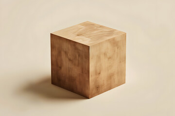 Wooden cube block realistic 3d mockup. Generative Ai.