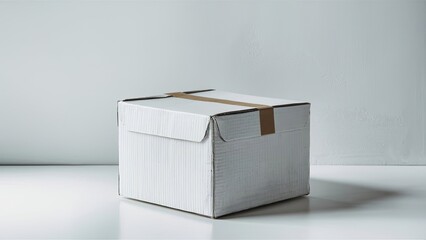 close up of a cardboard box on white background