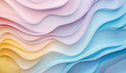 3d render of abstract background with soft pastel colors, curved lines and gradients.