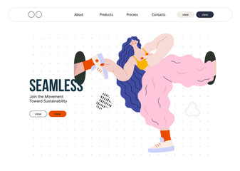 Life Unframed: Self-support -modern flat vector concept illustration of a girl in infinite loop. Metaphor of unpredictability, imagination, whimsy, cycle of existence, play, growth and discovery