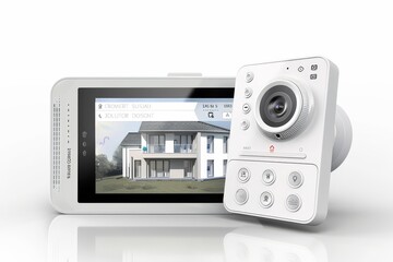 Fototapeta premium Modern technology in smart surveillance cameras allows for secure network monitoring and remote authentication.