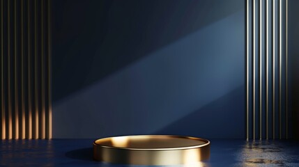 Elegant Gold Bowl on Blue Background