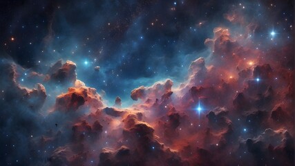 Naklejka premium Clusters of stars illuminating the deep cosmos. Nebulas, stars, and the night sky. Split Off Universe