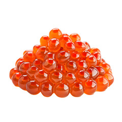 salmon roe or red caviar isolated on transparent background Generative Ai.