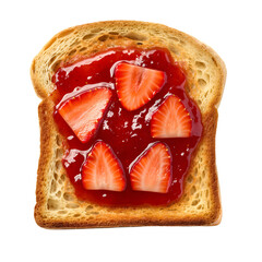 toast Bread with strawberry jam isolated on transparent background Generative Ai.
