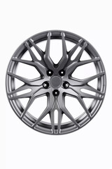 Obraz premium Front view of a car wheel on a white background