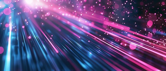 A colorful, blurry image of a light show with pink and blue streaks