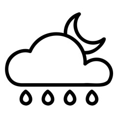 Night with Rain Weather Icon Outline