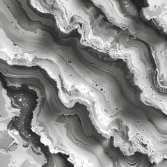 A black and white pattern of an agate surface with many intricate details and textures. Created with Ai