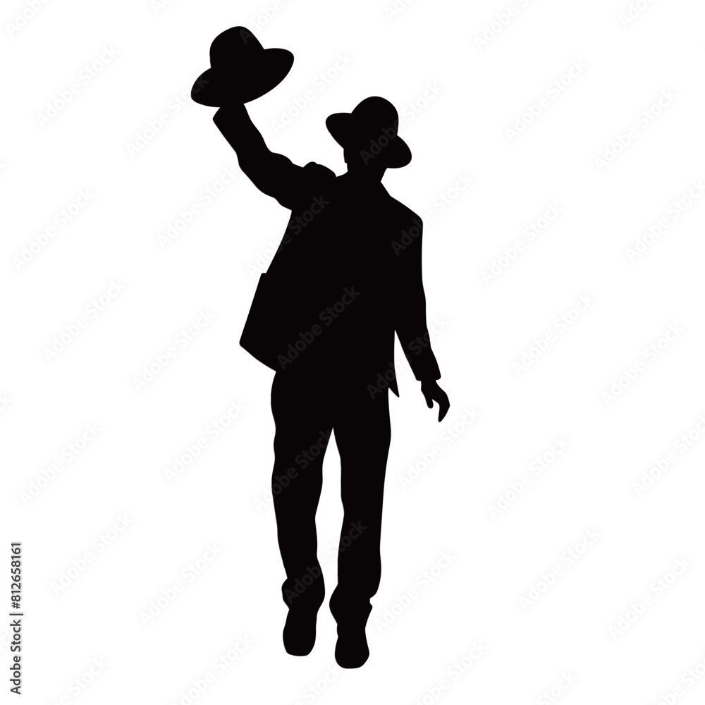 Wall mural Man with suit silhouette design isolated on white background. Male vector silhouette on white background. - Wall murals