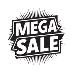 Mega sale black stamp on white background. Sign, label, sticker