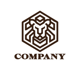 Hexagon Lion Logo Design Icon Symbol Vector Template