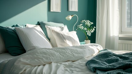 Modern Teal Bedroom, Perfect for Vibrant and Trendy Home Styling