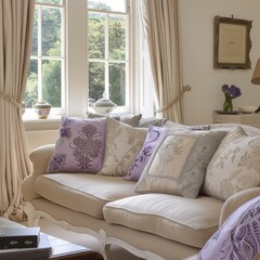 Sophisticated Beige Living Room with Elegant Furnishings and Minimalist Style