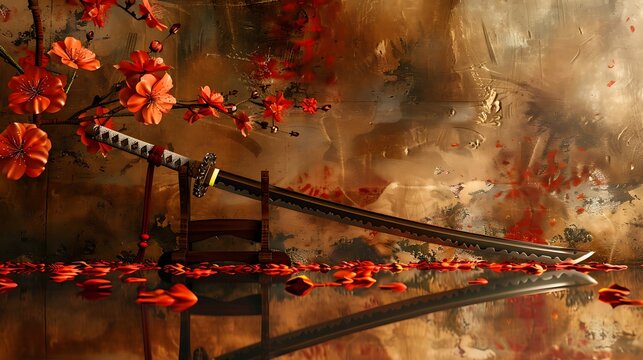 The Soul of Japan: Japanese Swords and Cherry Blossoms,日本の魂　日本刀と桜、Generative AI	