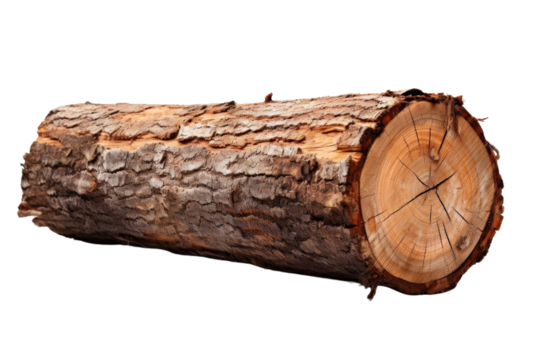 A large log with a few holes in it. The log is brown and has a rough texture