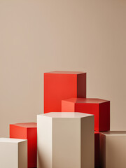 hexagon podium platforms for product display, 6 product