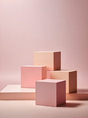 rectangular podium platform for product display, 4 products, aesthetic podiums