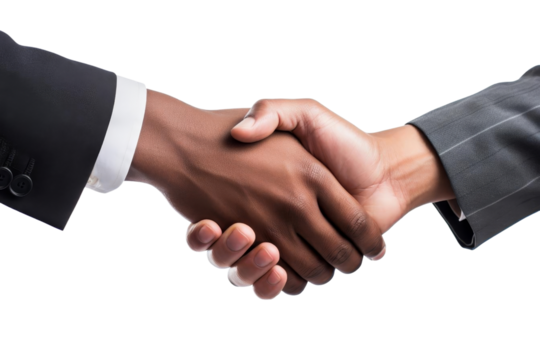 Two men shake hands in a business meeting. The handshake is a symbol of agreement and trust. Concept of professionalism and respect - Powered by Adobe