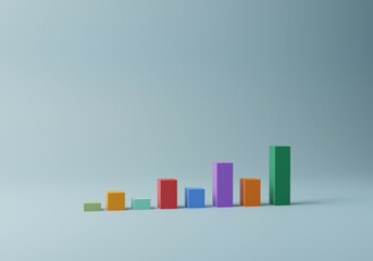 Colorful Business Graphics. Positive indicators financial data. Growth, Profit, long-term investments. 3d render.