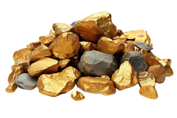 A pile of gold and black rocks