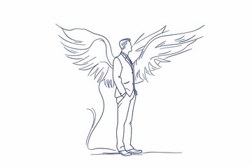 Fototapeta premium A man wearing a suit with wings, suitable for business and fantasy themes