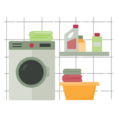 Laundry room flat vector illustration