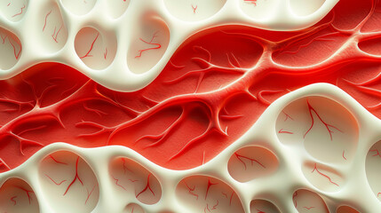 ฺBlood vessels. An illustration of blood vessels with a focus on the smooth muscle layers that regulate blood flow and pressure.