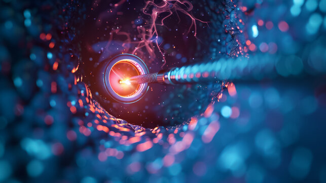 Endoscope exploring the digestive system, An illustration endoscope being inserted into the digestive tract for diagnostic procedures.