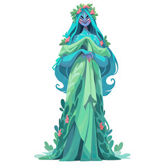 An illustration of Rusalka, a female ghost, standing