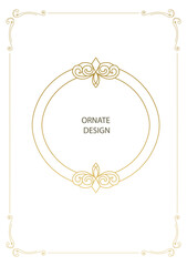 Elegant ornate element for Vector ornamental decorative fdesign template, place for text.