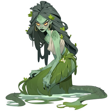 An illustration of Rusalka, a frightening female ghost