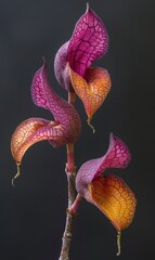 Artistic representation of a cluster of red and purple pitcher plants evoking a sense of allure and mystery