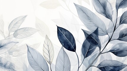 Elegant blue watercolor Leaf Illustration for Stylish Decor.