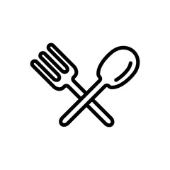 Spoon and fork line icon. Food icon. Restaurant icon isolated on white background. Transparent background, minimalist symbol. Vector images