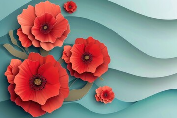 Vibrant red flowers against a calming blue backdrop. Perfect for floral themed designs