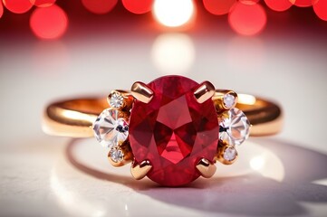 
A ruby ring showcases a vibrant red ruby, often set in gold or platinum. Rubies are prized for their deep color and durability, making them popular in both solitaire and multi-stone settings.